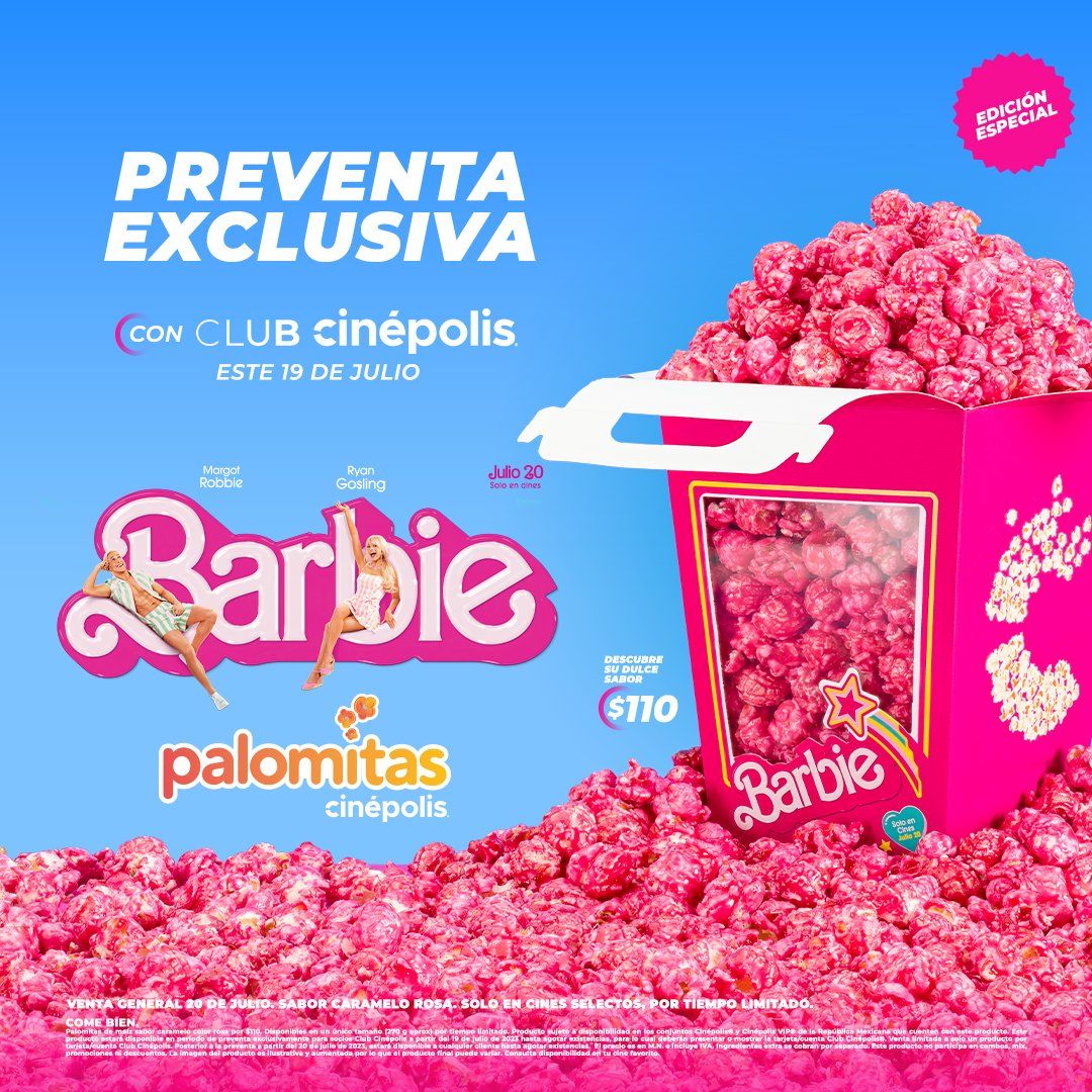 Cinépolis confirma fecha para la preventa de palomitas edición Barbie