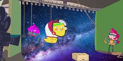 Cartel de Cupcake y Dino van a Hollywood / Dueto en la barbería