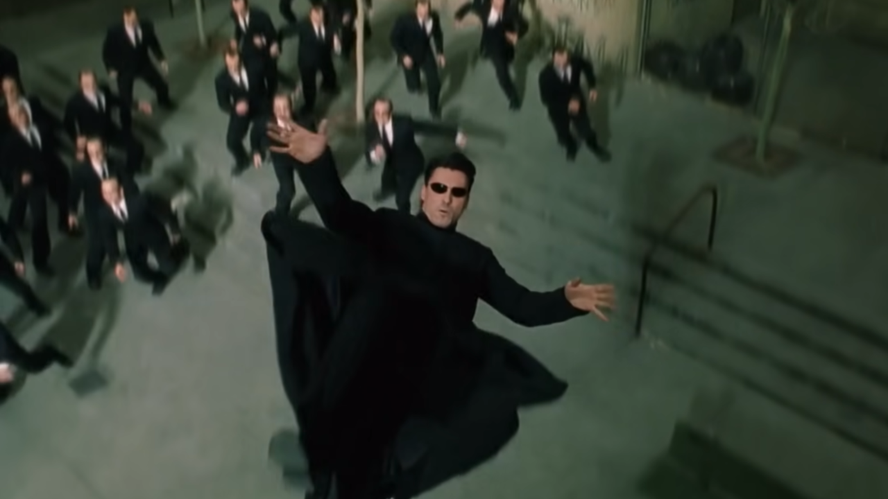 Chad Stahelski con el atuendo de Neo en 'Matrix Reloaded'.