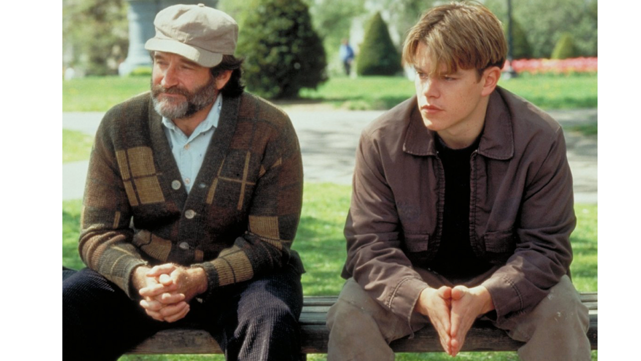 Robin Williams y Matt Damon en Good Will Hunting.