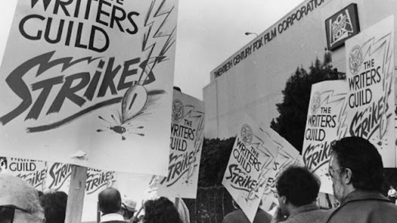 Guionistas durante la huelga de 1960.