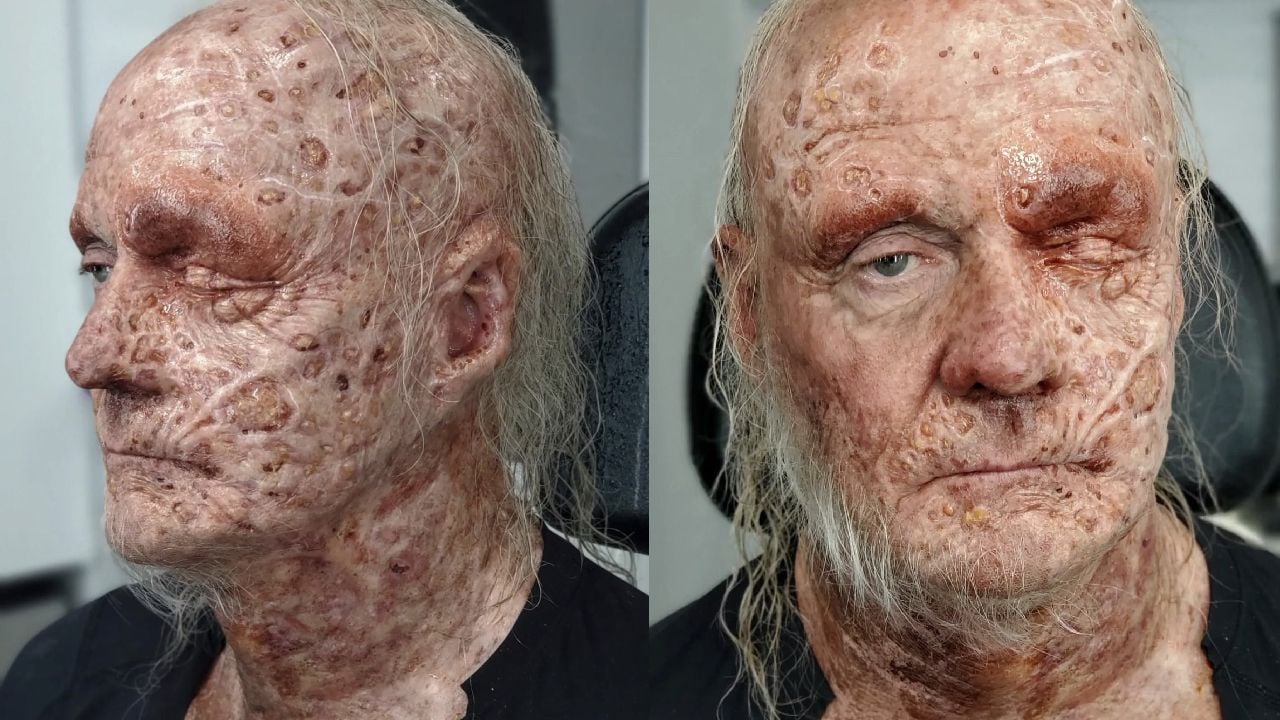 James Jude Courtney caracterizado como Myers sin máscara