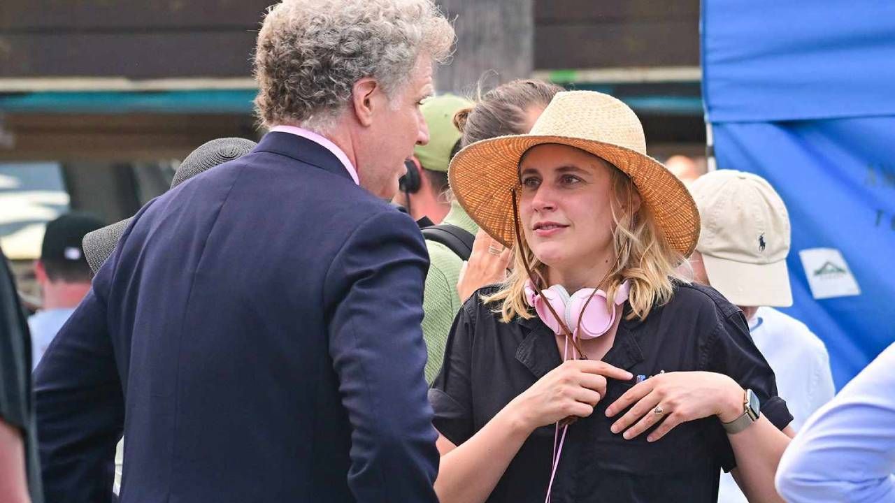 Greta Gerwig y Will Ferrell en el set de 'Barbie'
