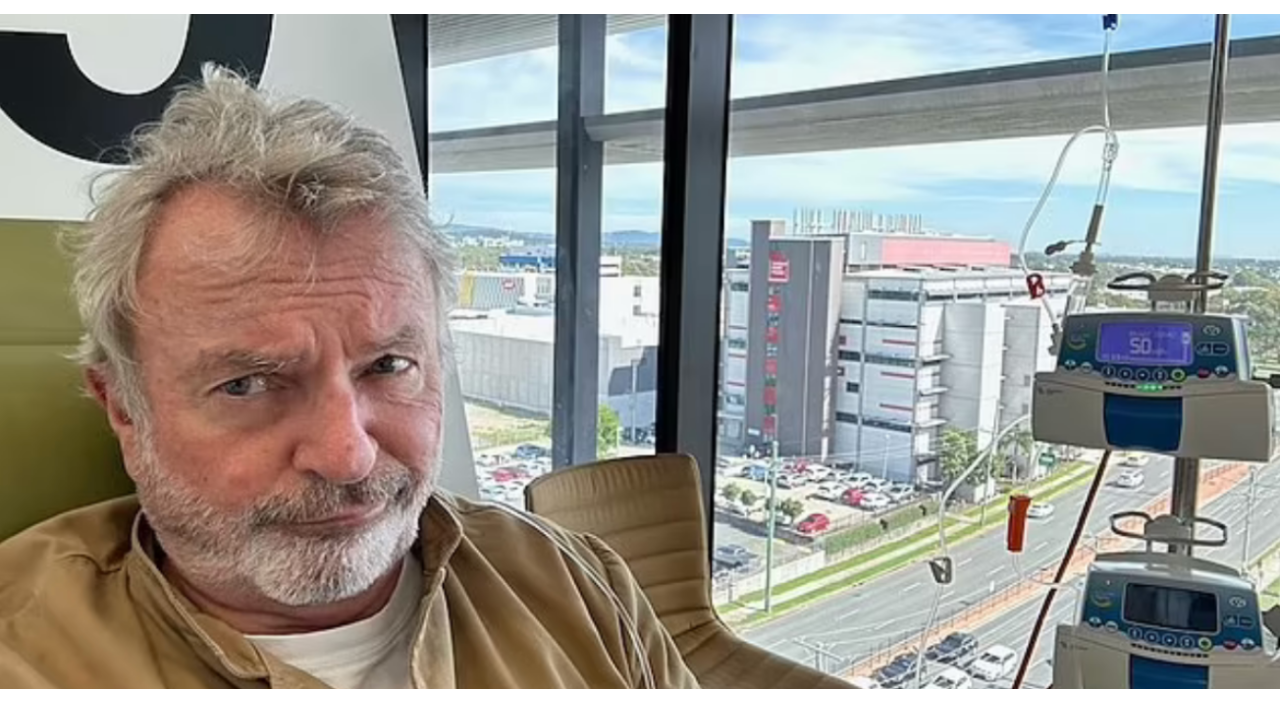 Sam Neill, en medio de su lucha contra el cáncer de sangre grado tres en 2023.  