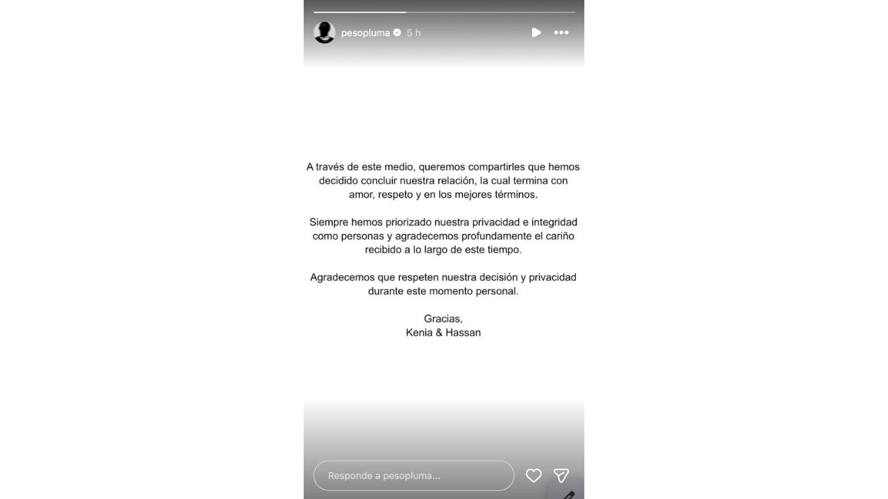 Peso Pluma da a conocer su ruptura con Kenia Os.