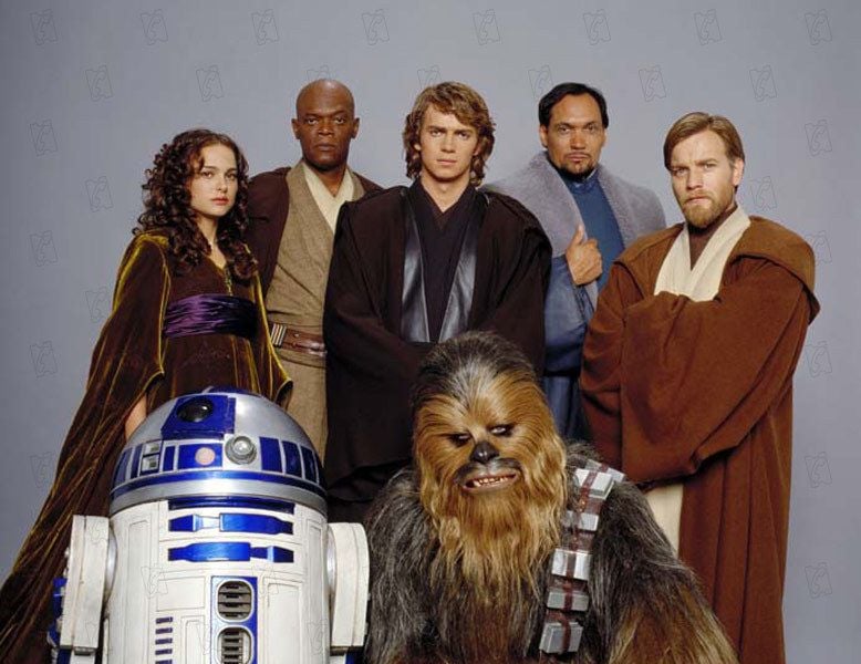 Star Wars: Episodio III - La venganza de los Sith : Foto Kenny Baker, Samuel L. Jackson, Ewan McGregor, Natalie Portman, Jimmy Smits, Hayden Christensen, Peter Mayhew