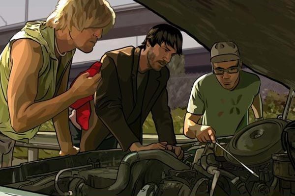 A Scanner Darkly (Una mirada en la oscuridad) : Foto Woody Harrelson, Robert Downey Jr., Keanu Reeves