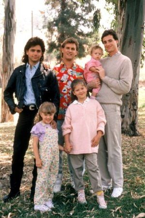 Foto John Stamos, Dave Coulier, Ashley Olsen, Bob Saget, Mary-Kate Olsen