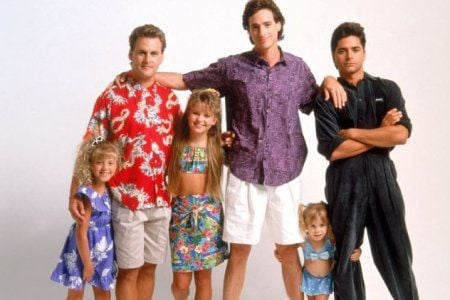 Foto John Stamos, Dave Coulier, Ashley Olsen, Bob Saget, Mary-Kate Olsen