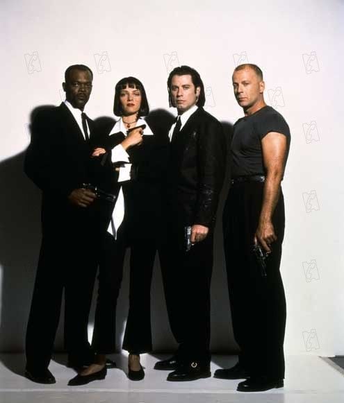Tiempos violentos : Foto Uma Thurman, Samuel L. Jackson, Bruce Willis, Quentin Tarantino, John Travolta