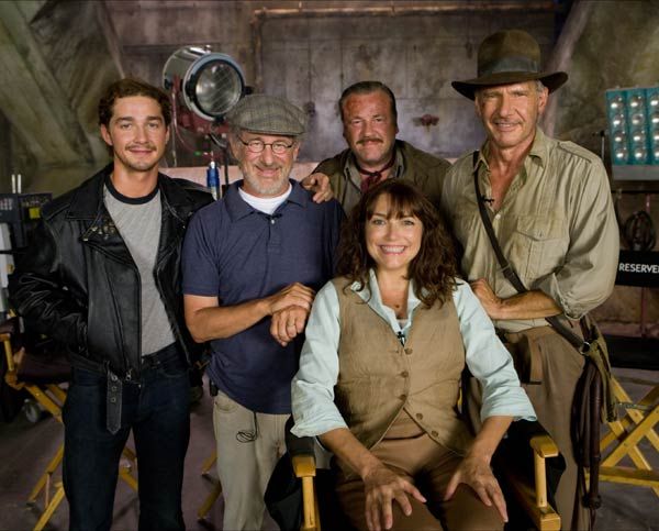 Indiana Jones y el Reino de la Calavera de Cristal : Foto Ray Winstone, Steven Spielberg, Harrison Ford, Karen Allen, Shia LaBeouf