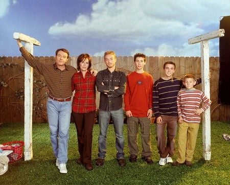 Foto Justin Berfield, Jane Kaczmarek, Frankie Muniz, Bryan Cranston, Erik Per Sullivan, Christopher Masterson