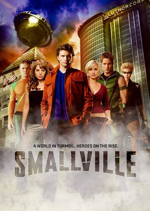 Foto Justin Hartley, Allison Mack, Erica Durance, Alan Ritchson, Tom Welling