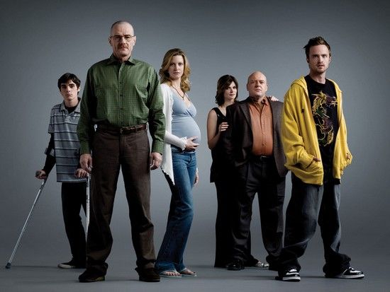 Foto Betsy Brandt, RJ Mitte, Aaron Paul, Anna Gunn, Bryan Cranston, Dean Norris