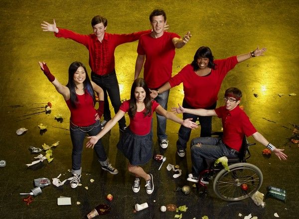 Foto Kevin McHale, Lea Michele, Cory Monteith, Chris Colfer, Amber Riley, Jenna Ushkowitz