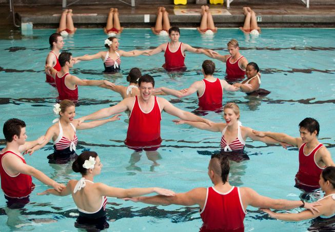 Glee : Foto Cory Monteith, Dianna Agron, Chris Colfer, Mark Salling, Jenna Ushkowitz, Harry Shum Jr., Heather Morris