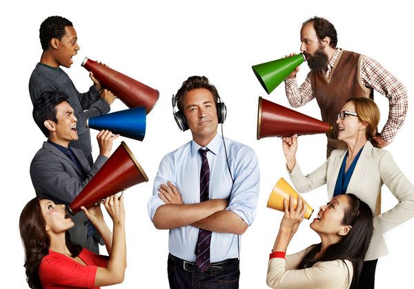 Foto Laura Benanti, Tyler James Williams, Matthew Perry, Brett Gelman, John Cho