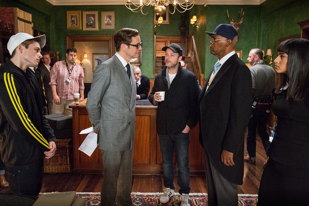 Kingsman: Servicio secreto : Foto Colin Firth, Samuel L. Jackson, Matthew Vaughn, Taron Egerton, Sofia Boutella