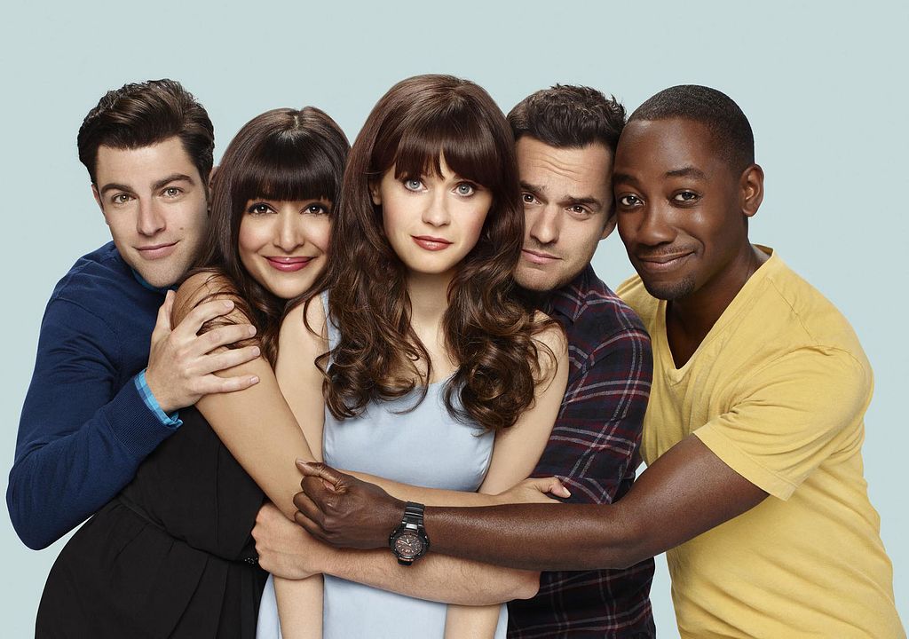 Foto Lamorne Morris, Max Greenfield, Jake Johnson, Zooey Deschanel, Hannah Simone
