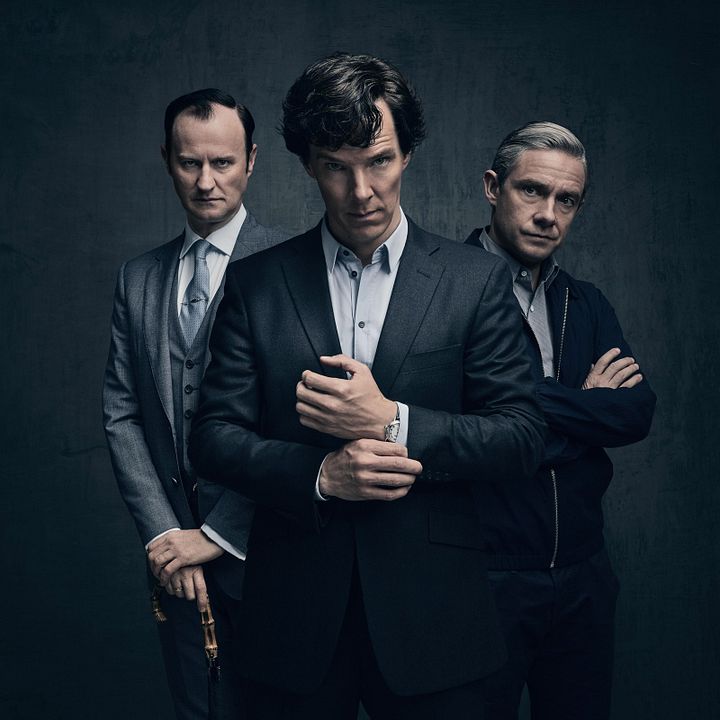 Foto Benedict Cumberbatch, Mark Gatiss, Martin Freeman