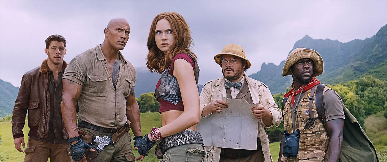 Jumanji: En la selva : Foto Kevin Hart, Jack Black, Nick Jonas, Karen Gillan, Dwayne Johnson