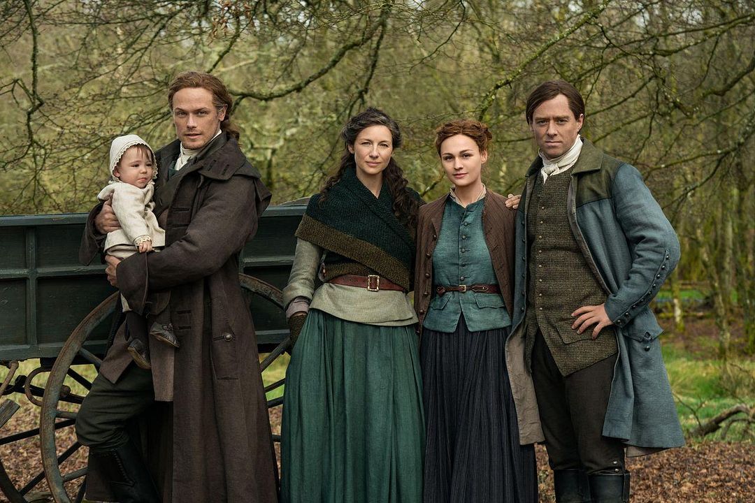 Foto Sam Heughan, Caitriona Balfe, Sophie Skelton