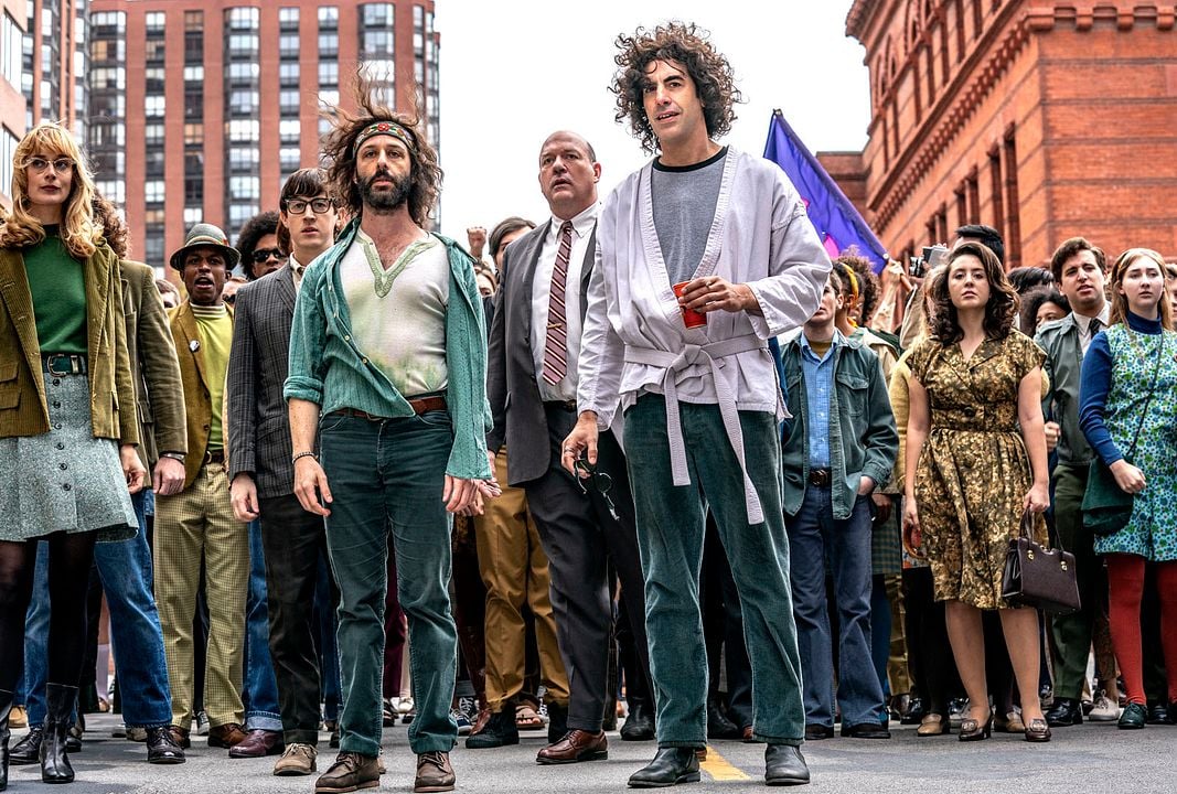 El juicio de los 7 de Chicago : Foto Noah Robbins, Jeremy Strong, John Carroll Lynch, Sacha Baron Cohen, Alex Sharp (II)