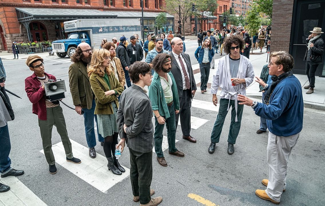 El juicio de los 7 de Chicago : Foto Alex Sharp (II), Jeremy Strong, John Carroll Lynch, Aaron Sorkin, Sacha Baron Cohen