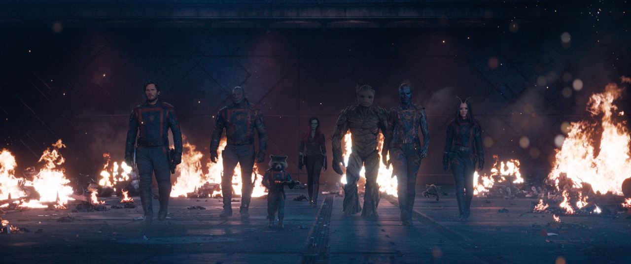 Guardianes de la galaxia Vol. 3 : Foto Chris Pratt, Dave Bautista, Pom Klementieff, Karen Gillan, Zoe Saldana